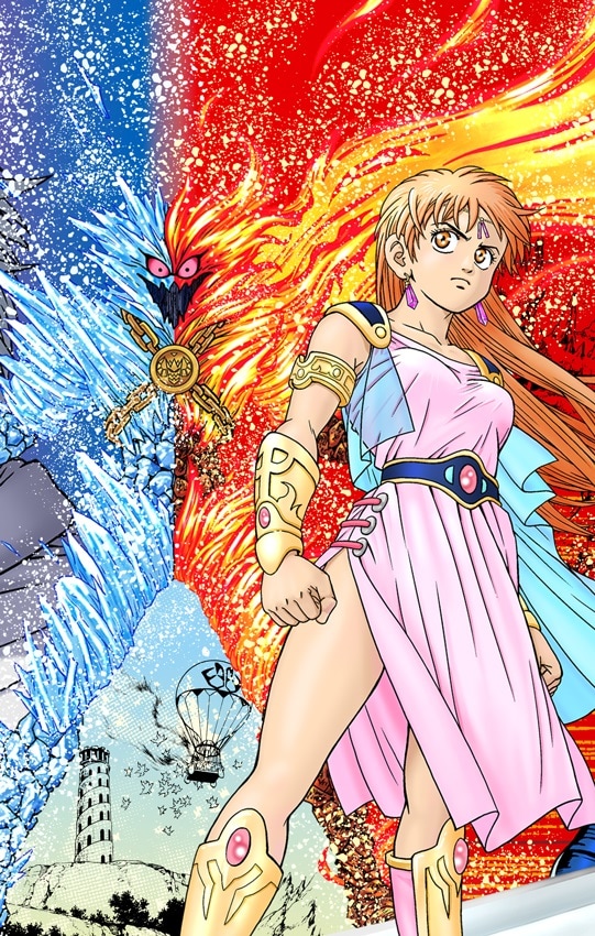 「『DRAGON QUEST－ダイの大冒険－』新装彩録版」4巻のカバーイラスト。(c)三条陸、稲田浩司/集英社 (c)SQUARE ENIX CO., LTD.