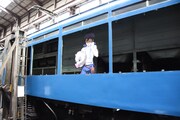 展示車両内に設置されたパネル。
