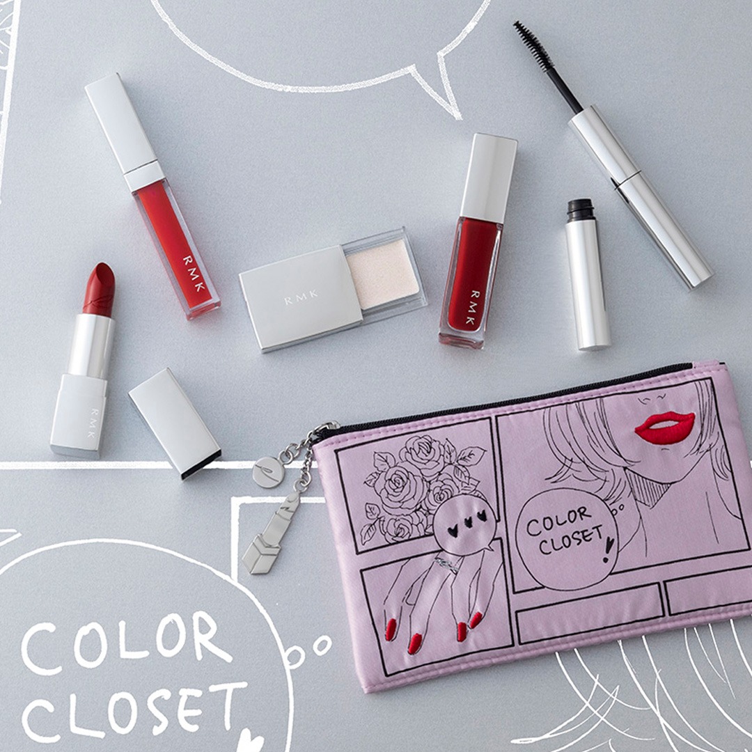 「RMK ホリデールック レッドメイクアップキット 2020」Illustration (c) 2020 Erica Sakurazawa