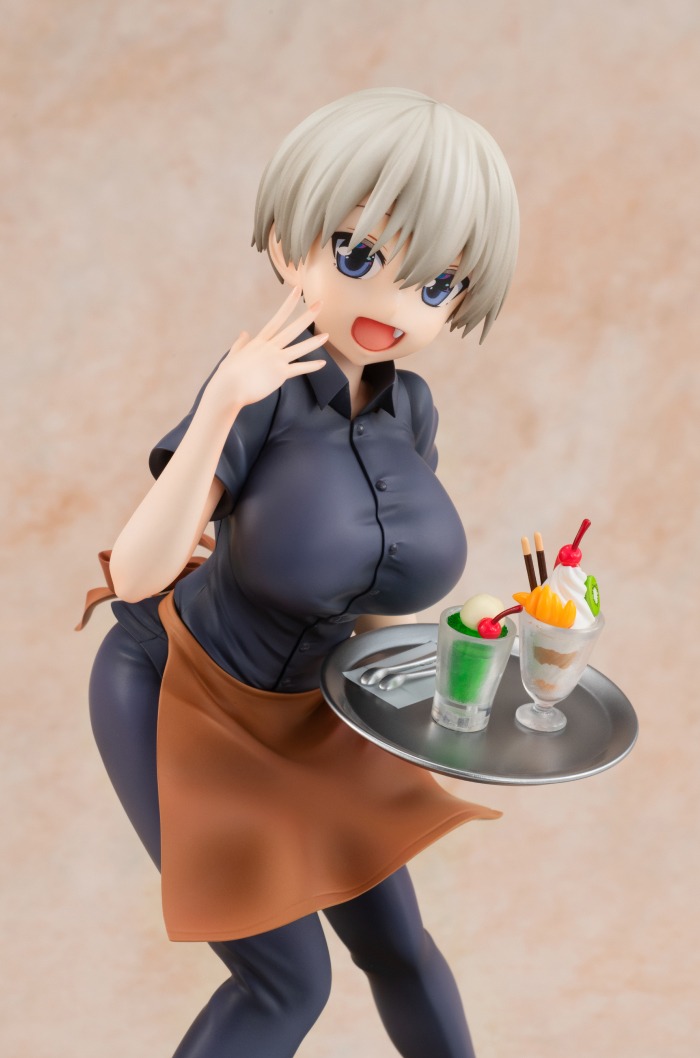 表情パーツを「きれいな宇崎」に差し替えた「『宇崎ちゃんは遊びたい！』 宇崎花 原作版 喫茶アジアVer. 1/7スケールフィギュア」。