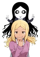 「ギャルの背後に霊がいる」イラスト