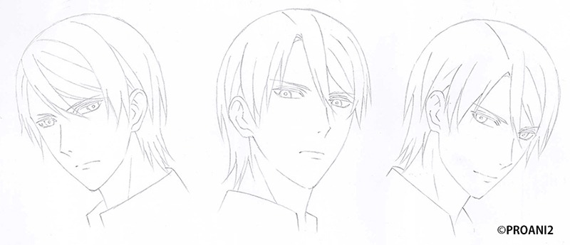 篁志季のアニメ版表情設定ラフ画。