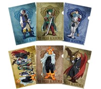 「クリアファイルセット
Aセット(デク/飯田/轟)」と「クリアファイルセットBセット(エンデヴァー/ホークス/集合)」。