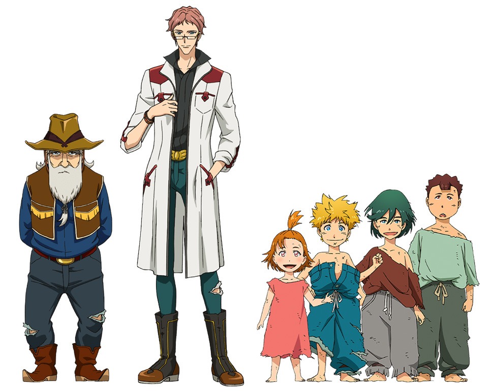 左からバーク・リーン（CV：河本邦弘）、ソーラ：アシン（CV：関智一）、アニー（CV：上田麗奈）、ジム（CV：松本沙羅）、
トム（CV：永瀬アンナ）、サム（CV：長縄まりあ）。
