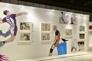 「連載完結記念 ハイキュー!!展」東京会場の様子。