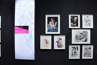 「鉄腕バーディー」の原画展示コーナーより。