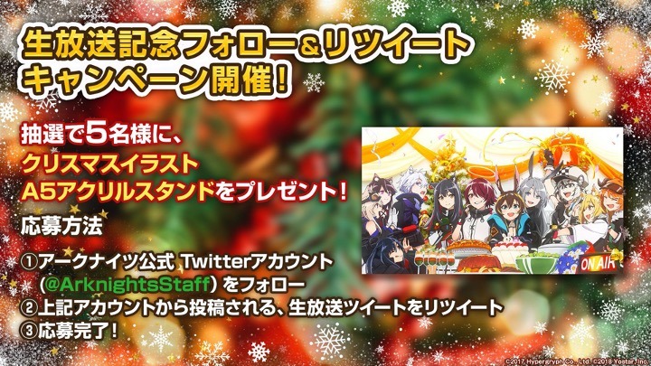 「アークナイツ1周年記念公式生放送」のスライド。