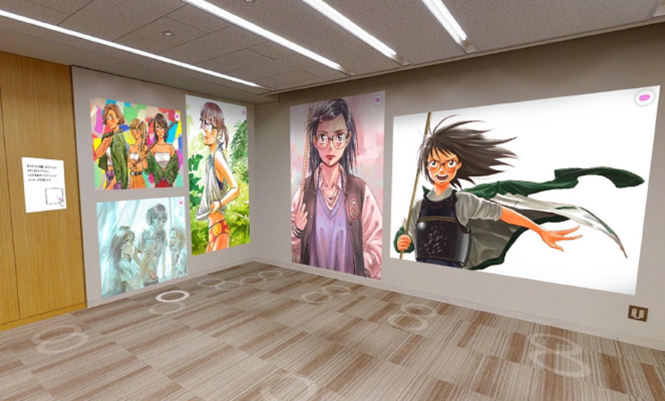 「ぐるぐるスピリッツ編集部」内で展開されている「あさひなぐ展」の様子。