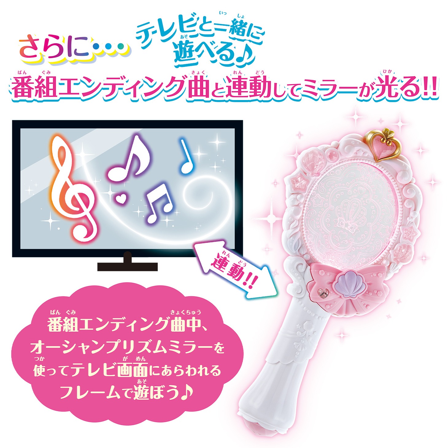 「カラフルに光る！オーシャンプリズムミラー」の遊び方。