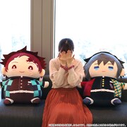 「鬼滅の刃 もっとおっきいまめめいと 竈門炭治郎」（左）、「鬼滅の刃 もっとおっきいまめめいと 冨岡義勇」（右）。