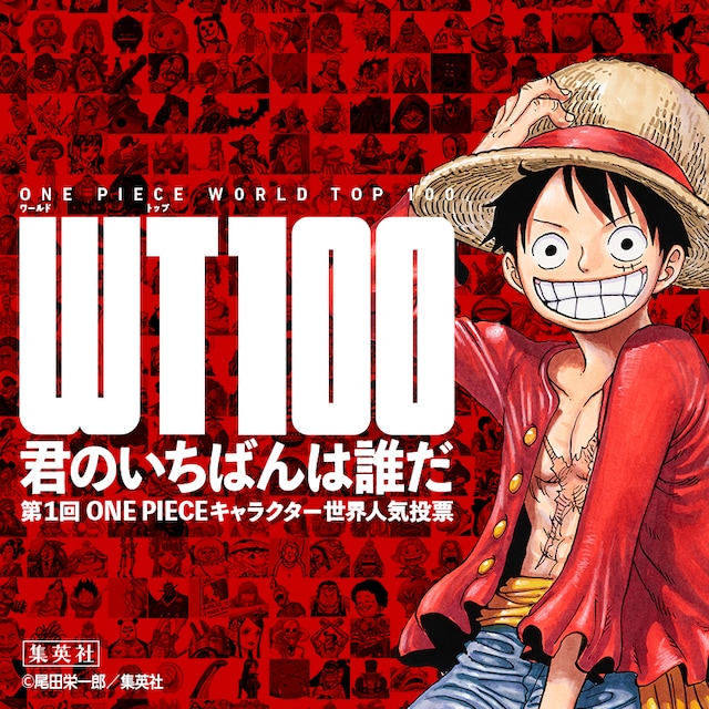 「第1回 ONE PIECEキャラクター世界人気投票 WT100」の告知画像。
