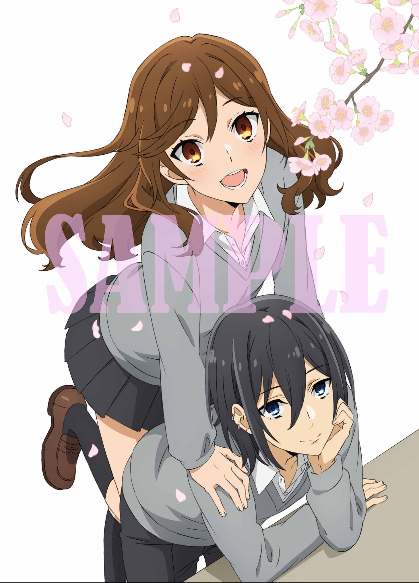 アニメイトの全巻特典「描き下ろし堀、宮村絵柄A4クリアファイル」のサンプル画像。