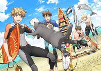 「天地創造デザイン部」と「WAVE!!～サーフィンやっぺ!!～」のコラボイラスト。