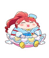 食べ過ぎたみかんのミニキャライラスト。