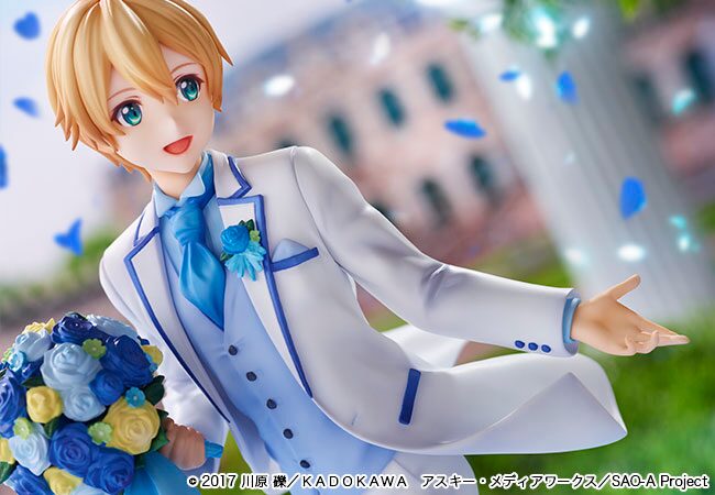 Sao 白スーツ姿のユージオが立体化 青い薔薇の花束抱えてエスコート コミックナタリー
