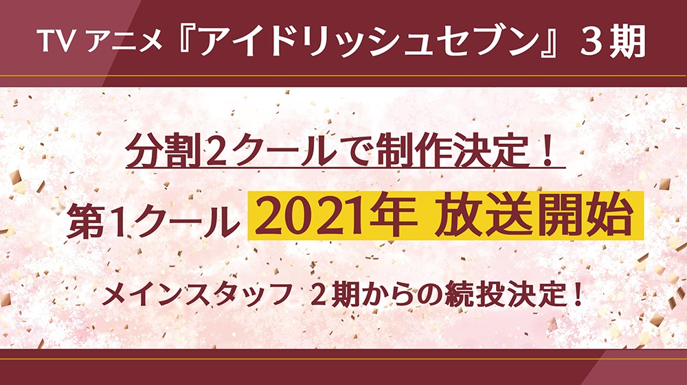 TVアニメ「アイドリッシュセブン」3期の告知画像。