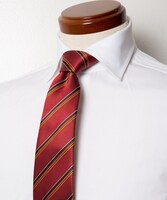 「2号機 式波・アスカ・ラングレー シリーズ」マルチストライプ柄ネクタイの着用イメージ。