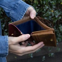 二つ折り財布の使用イメージ。