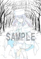 ゲーマーズでの購入者に配布されるB2タペストリーに使用されるイラストの線画。