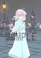 ソフマップ・アニメガでの購入者に配布されるB1布ポスターに使用されるイラストの線画。