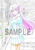 とらのあなでの購入者に配布されるB2タペストリーに使用されるイラストの線画。