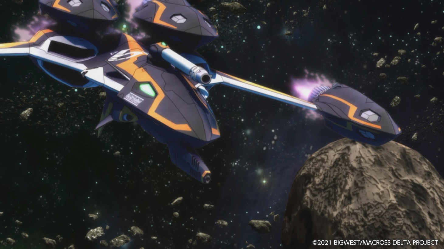 アニメ「劇場版マクロスΔ 絶対LIVE!!!!!!」特報より。(c)2021 BIGWEST/MACROSS DELTA PROJECT