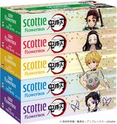 「鬼滅の刃」限定パッケージの箱ティッシュ「スコッティ」発売、藤の花もプリント