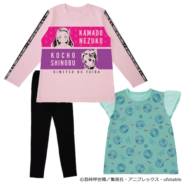 「鬼滅の刃 光る！2TOPSパジャマ（女児向け）ピンク」