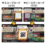 2種のカードを重ね合わせると絵柄が出現する。