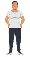 飛鳥永建（CV：黒田崇矢）。男子サッカー部監督。筋肉質の引き締まった体つきが特徴で、筋肉のチェックには余念がない。ジム通いが日課。