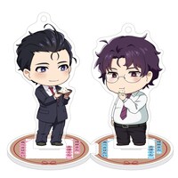 アクリルキーホルダースタンド2種を並べたところ。