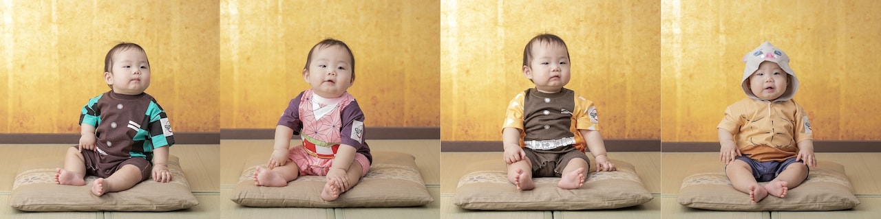 「鬼滅の刃」新作ベビー服に炭治郎・禰豆子・善逸・伊之助モデルが登場