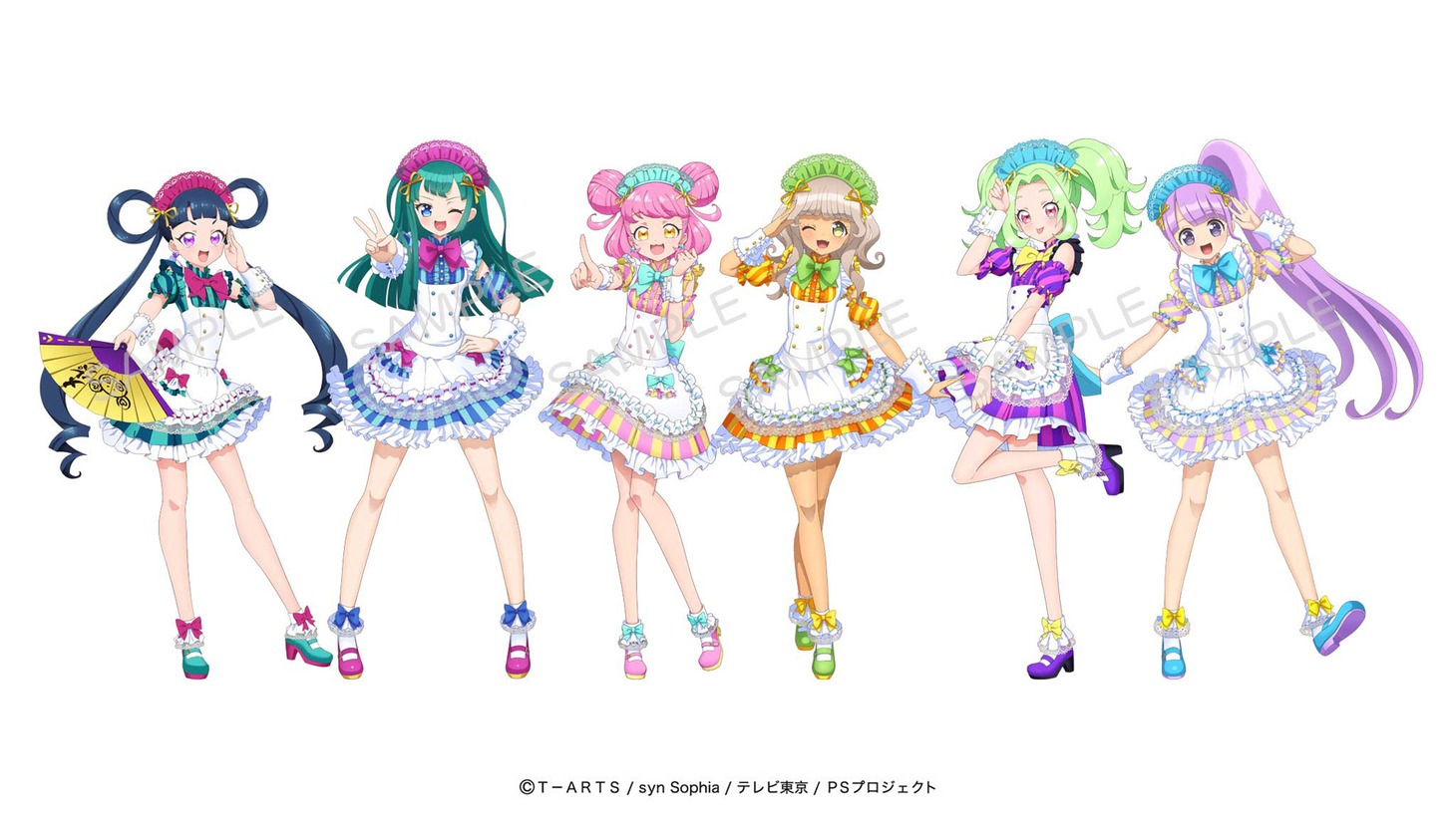 「プリティーシリーズ10周年カフェ ゴーゴー！マスコッツ VS ノンシュガー」描き下ろしイラスト。