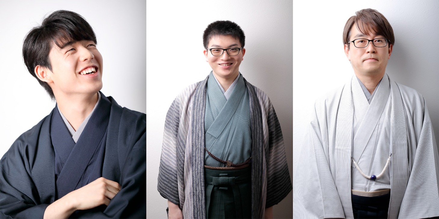 （左から）藤井聡太王位・棋聖、永瀬拓矢王座、羽生善治九段。