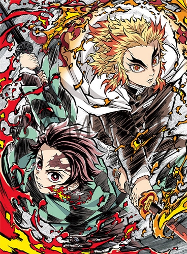 「劇場版『鬼滅の刃』無限列車編」Blu-ray / DVDの完全生産限定版に付属するキャラクターデザイン・松島晃描き下ろし収納BOXの絵柄。