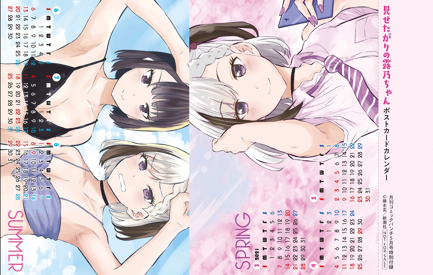 「見せたがりの露乃ちゃん」ポストカードカレンダー（表）
