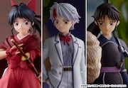 「POP UP PARADE 」シリーズより登場する「半妖の夜叉姫」の(左から)もろは、日暮とわ、せつなのフィギュア。