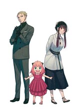 Diorの洋服に身を包んだ「SPY×FAMILY」フォージャーー家のイラスト。 (c)遠藤達哉／集英社