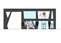 施設外観のガラス壁に施されるラッピング。