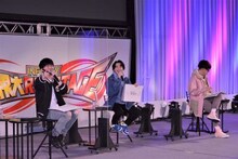 左から暦役の畠中祐、ランガ役の小林千晃、Cherry blossom役の緑川光。