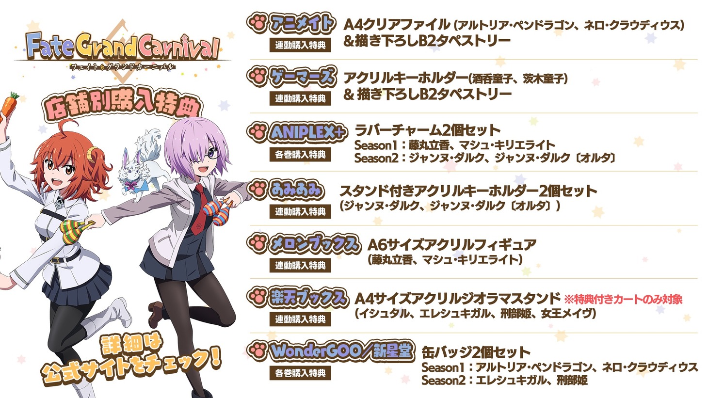 OVA「Fate/Grand Carnival」購入特典情報