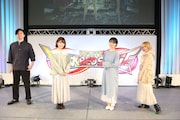 「BLUE REFLECTION」プロジェクトのトークイベントより。左から岸田メル、石見舞菜香、千菅春香、EXiNA。