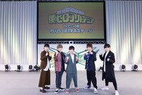 TVアニメ「僕のヒーローアカデミア」第5期のステージイベントより。左から梶裕貴、岡本信彦、山下大輝、羽多野渉、天崎滉平。