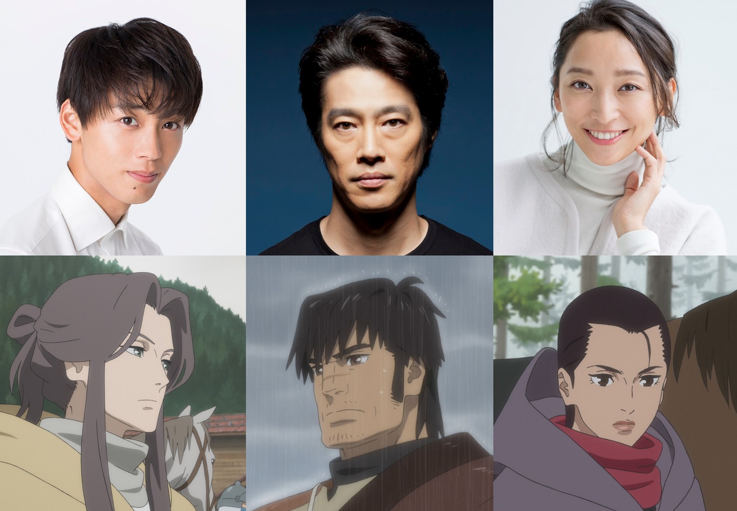 左から竹内涼真とホッサル、堤真一とヴァン、杏とサエ。(c)2021「鹿の王」製作委員会