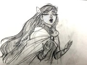 ジン・キムが描いたベルのキャラクターデザインボード。