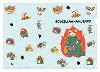 「ゴジラ」と「ハム太郎」のコラボによるA4クリアファイル。