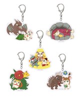 「ゴジラ」と「ハム太郎」のコラボによるアクリルキーホルダーの一部。