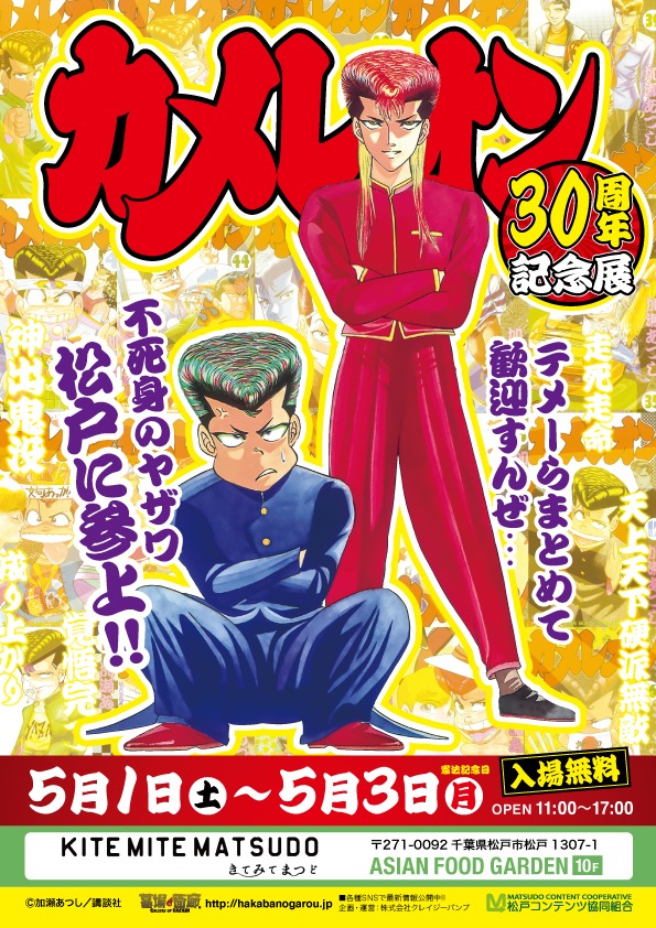 「カメレオン30周年記念展 in 松戸」の告知画像。