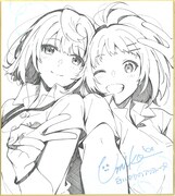 U35によるイラスト色紙。左が久高夏凛、右が照屋月美。(c)project ティンガーラ