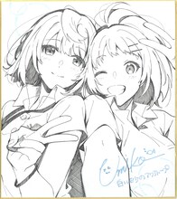 U35によるイラスト色紙。左が久高夏凛、右が照屋月美。(c)project ティンガーラ